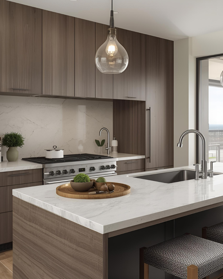 Stone worktop in Basildon Kitchen built by local builders